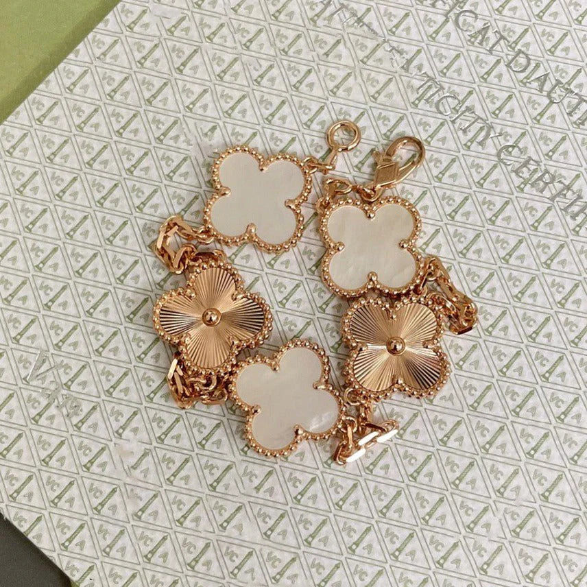 [Glow Jewelry]New CLOVER WHITE PEARL MOP 5 MOTIF BRACELET COLLECTION