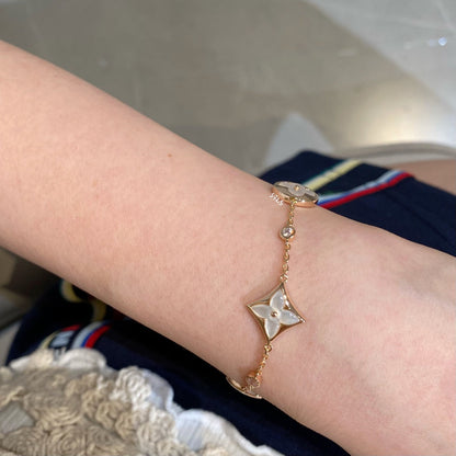 ¡®Glow Jewelry¡¯STAR AND SUN 4 MOTIF WHITE MOP PINK GOLD BRACELET
