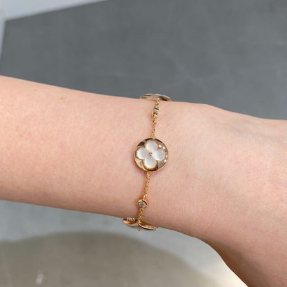 [Glow Jewelry]STAR AND SUN 4 MOTIF WHITE MOP PINK GOLD BRACELET