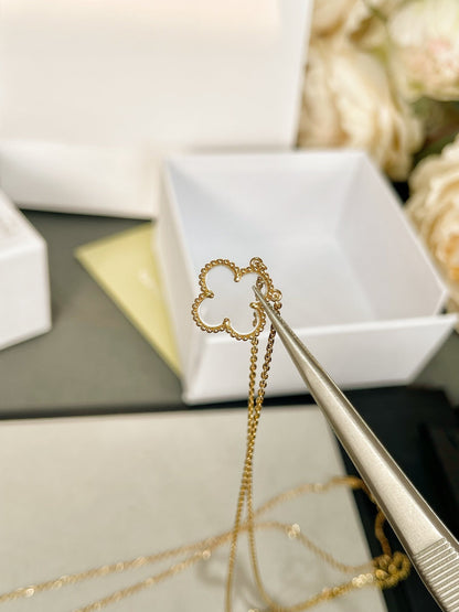 [Glow Jewelry]CLOVER ROCK CRYSTAL ROSE GOLD NECKLACE