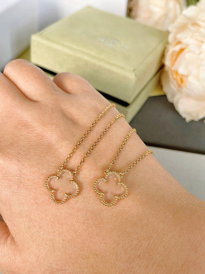 ¡®Glow Jewelry¡¯CLOVER ROCK CRYSTAL ROSE GOLD NECKLACE