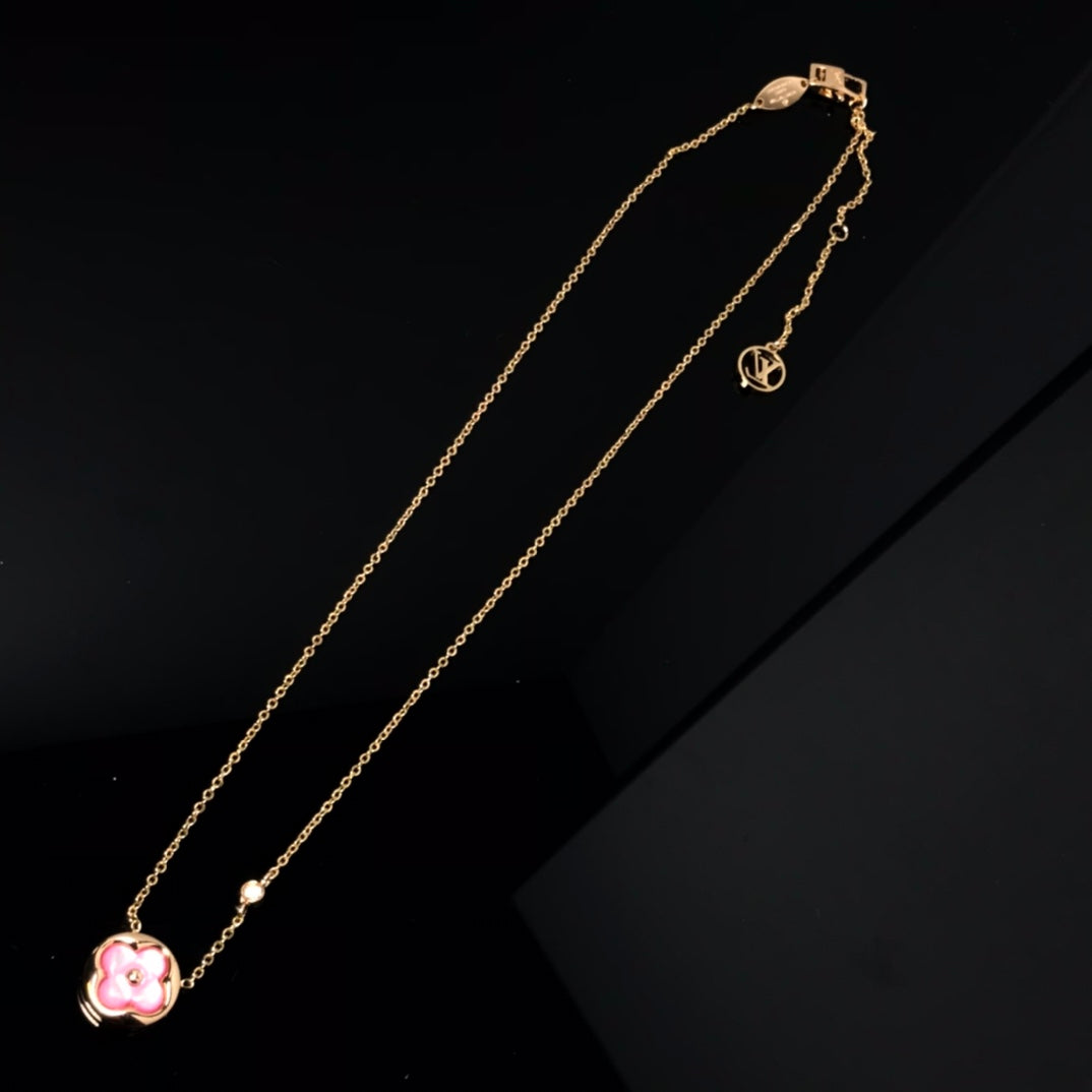 [Glow Jewelry]COLOR BLOSSOM PINK MOP SUN GOLD NECKLACE