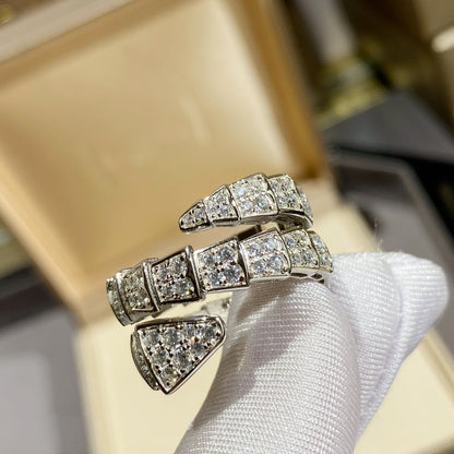 [Glow Jewelry]SERPENTI DOUBLE RING SILVER DIAMOND PAVED