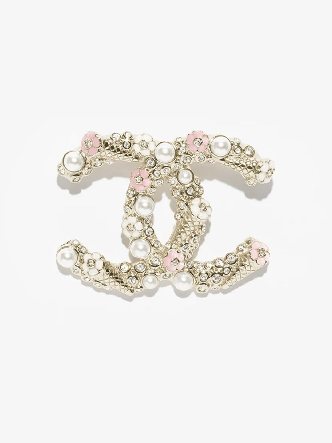 [Glow Jewelry]26C Pink-White Enamel Ice Cream Cone Double C Brooch