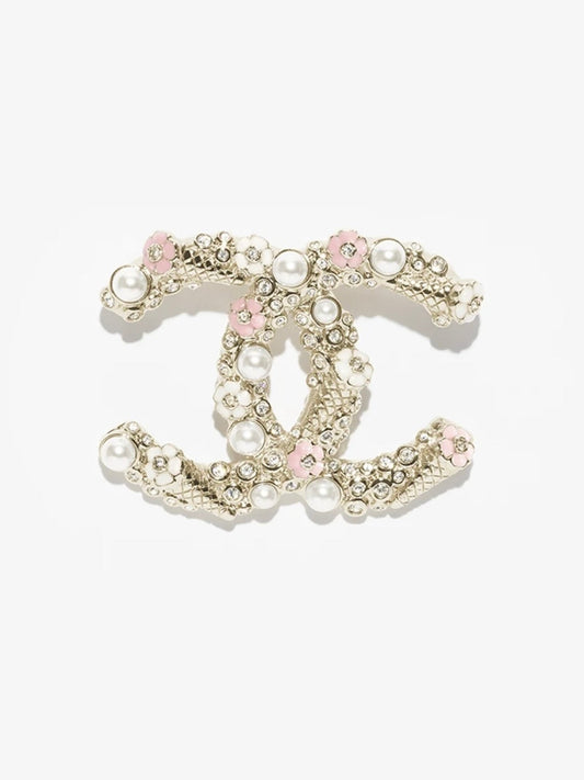 [Glow Jewelry]26C Pink-White Enamel Ice Cream Cone Double C Brooch