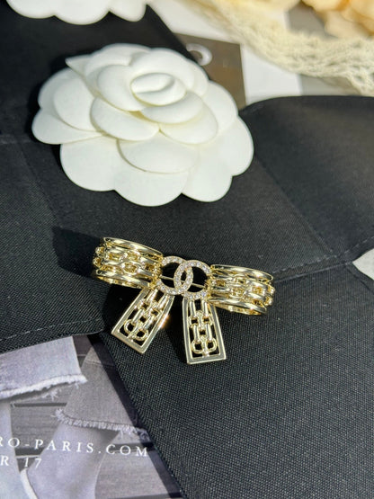 [Glow Jewelry]25K Hollow Bow Brooch