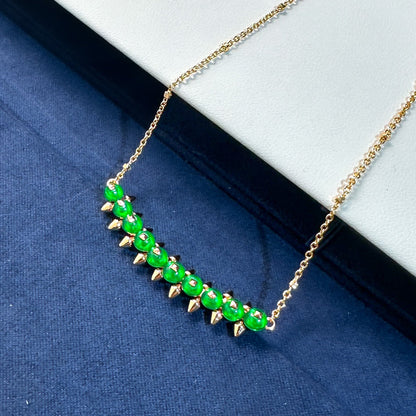 [Glow Jewelry]New Arrival: Green Bead Rivet Necklace