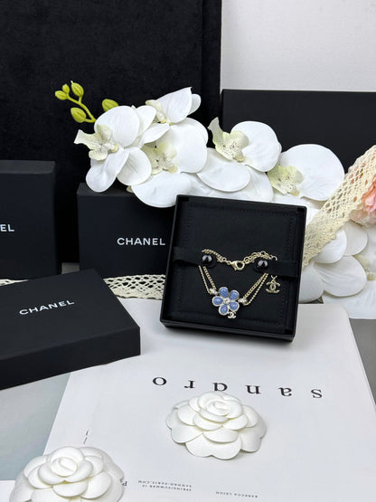 [Glow Jewelry]VOLTE New Blue Floral Double-Layer Bracelet