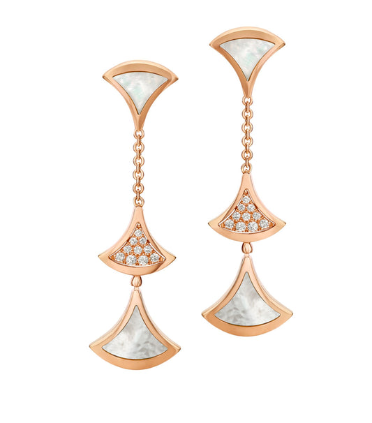 [Glow Jewelry]DREAM EARRINGS 3 MOTIFS DIAMOND MOP PINK GOLD