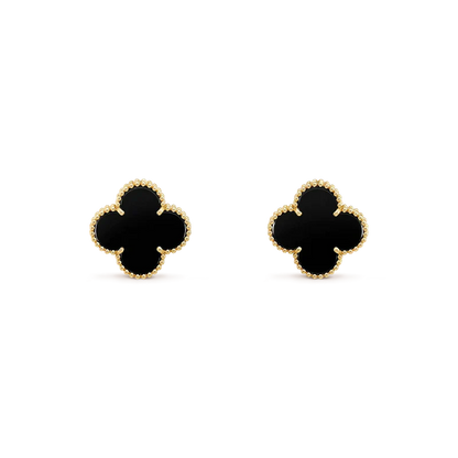 [Glow Jewelry]CLOVER MEDIUM 1 MOTIFS  ONYX STUD EARRINGS