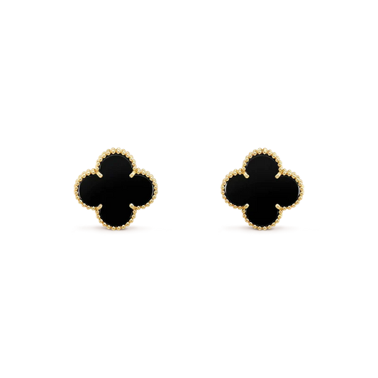 [Glow Jewelry]CLOVER MEDIUM 1 MOTIFS  ONYX STUD EARRINGS