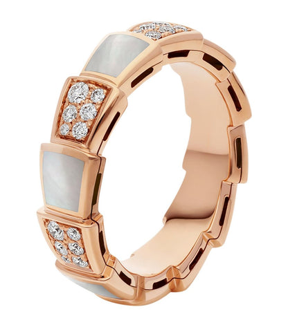 [Glow Jewelry]SERPENTI RING PINK GOLD MOP DIAMOND PAVED 4MM