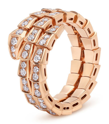 [Glow Jewelry]SERPENTI RING PINK GOLD DIAMOND DOUBLE ROW