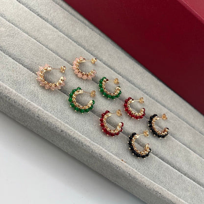 [Glow Jewelry]NEW COLORED GEMSTONE COLLECTION SMALL HOOP EARRINGS