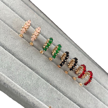 [Glow Jewelry]NEW COLORED GEMSTONE COLLECTION SMALL HOOP EARRINGS