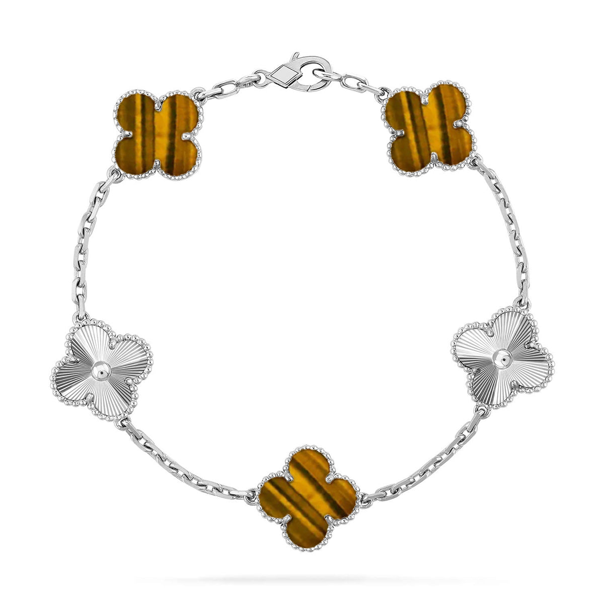 [Glow Jewelry]New  CLOVER 5 MOTIFS TIGER EYE BRACELET COLLECTION