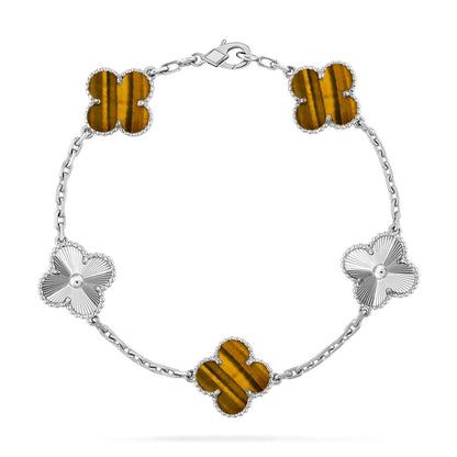 [Glow Jewelry]New  CLOVER 5 MOTIFS TIGER EYE BRACELET COLLECTION
