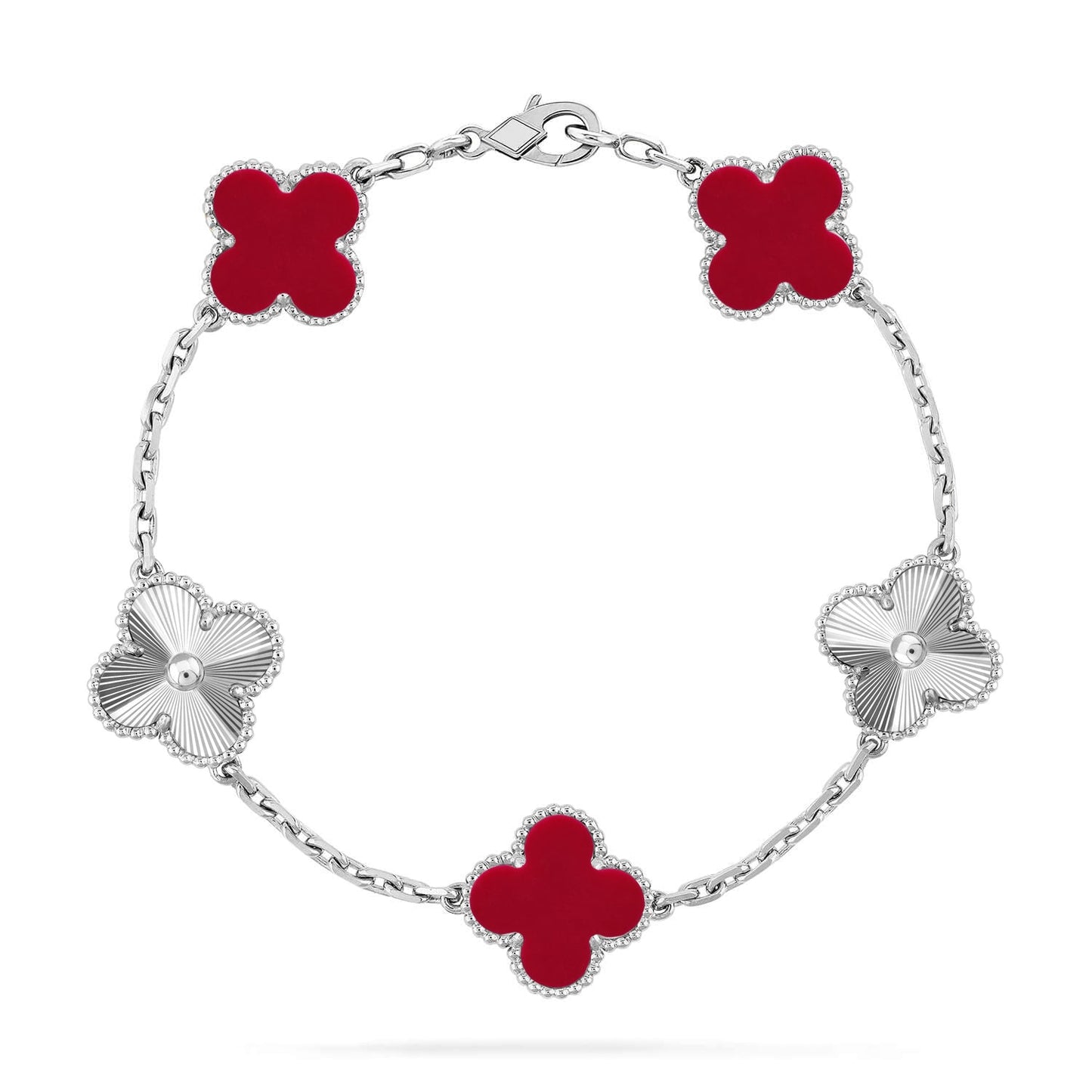 [Glow Jewelry] CLOVER 5 MOTIF RED CORNELIAN BRACELET COLLECTION