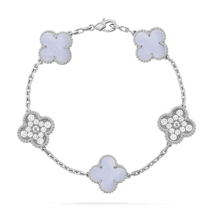 [Glow Jewelry] CLOVER 5 MOTIF PURPLE CHALCEDONY BRACELET COLLECTION