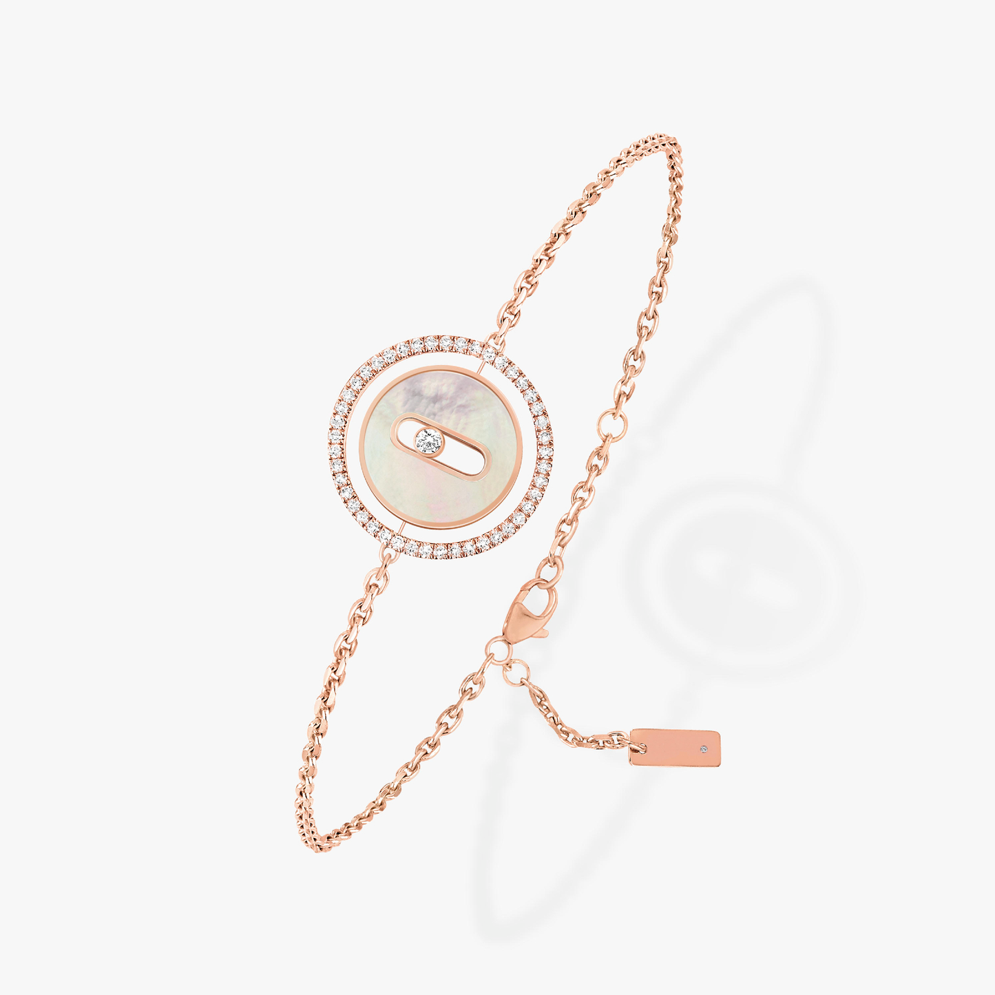 [Glow Jewelry]LUCKY MOVE WHITE MOTHER OF PEARL PINK GOLD DIAMOND BRACELET