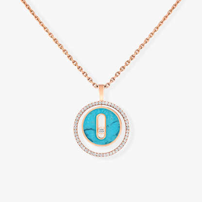 [Glow Jewelry]LUCKY MOVE 1 DIAMOND TURQUOISE PINK GOLD DIAMOND NECKLACE