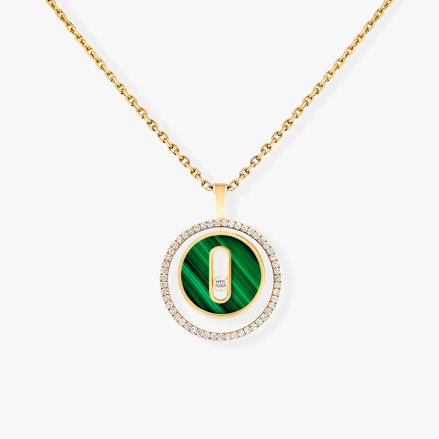 [Glow Jewelry]LUCKY MOVE 1 DIAMOND MALACHITE GOLD DIAMOND NECKLACE