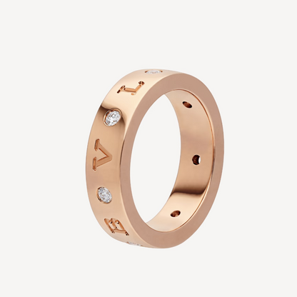 [Glow Jewelry]ZERO 1 ESSENTIAL PINK GOLD BAND WITH DIAMONDS RING