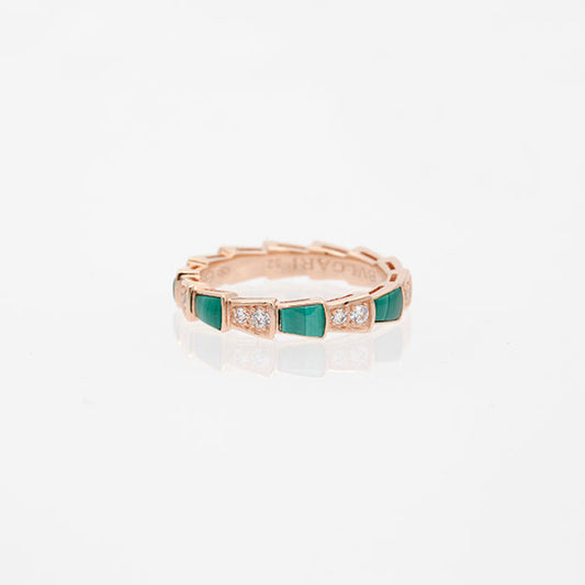 [Glow Jewelry]SERPENTI RING PINK GOLD MALACHITE DIAMOND 3MM