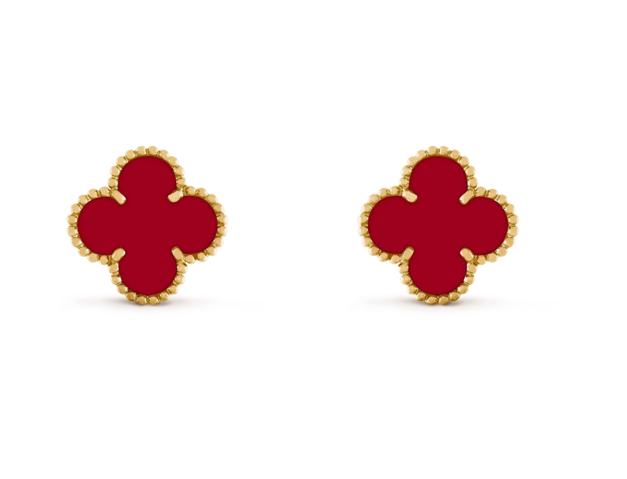 [Glow Jewelry] CLOVER 20MM RED AGATE EARRINGS