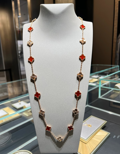 [Glow Jewelry]CLOVER 20 MOTIFS LASER CARNELIAN NECKLACE
