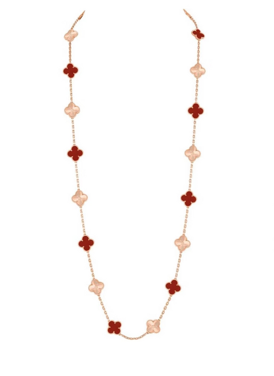[Glow Jewelry]CLOVER 20 MOTIFS LASER CARNELIAN NECKLACE