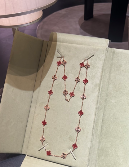 [Glow Jewelry]CLOVER 20 MOTIFS LASER CARNELIAN NECKLACE
