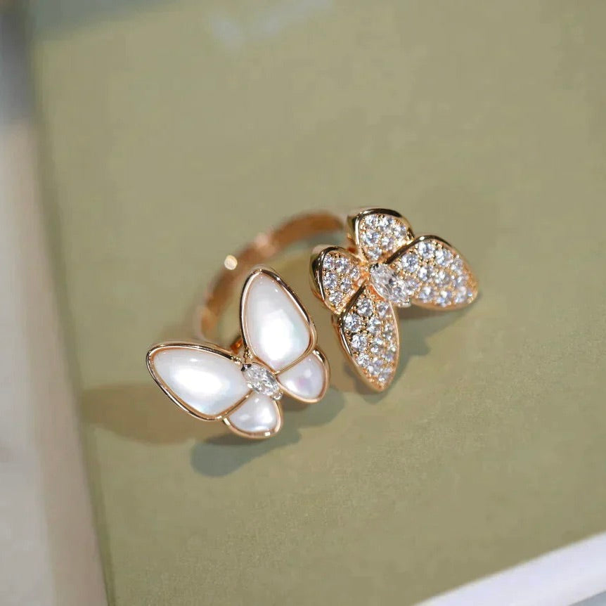 ¡®Glow Jewelry¡¯TWIN BUTTERFLY DIAMOND MOP RING