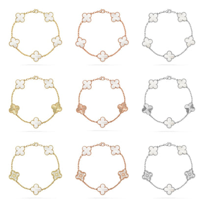 [Glow Jewelry]New CLOVER WHITE PEARL MOP 5 MOTIF BRACELET COLLECTION