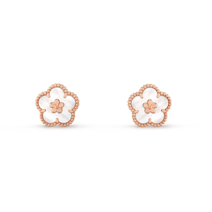 [Glow Jewelry]LUCKY PINK GOLD WHITE MOP EARRINGS
