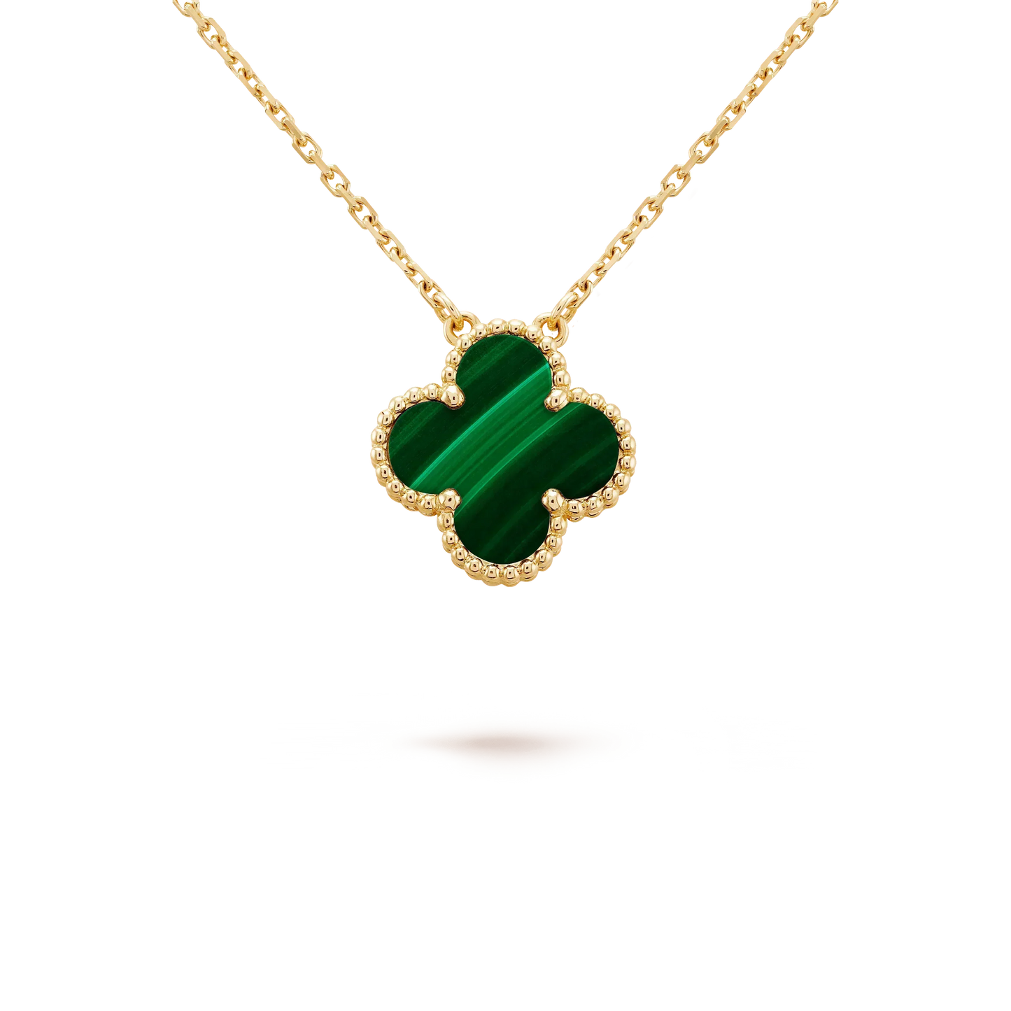 [Glow Jewelry]CLOVER 15MM MALACHITE SINGLE FLOWER  NECKLACE