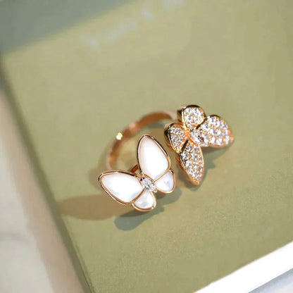 ¡®Glow Jewelry¡¯TWIN BUTTERFLY DIAMOND MOP RING