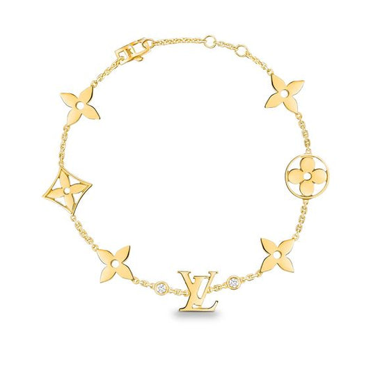 [Glow Jewelry]STAR AND SUN 7 MOTIFS GOLD BRACELET