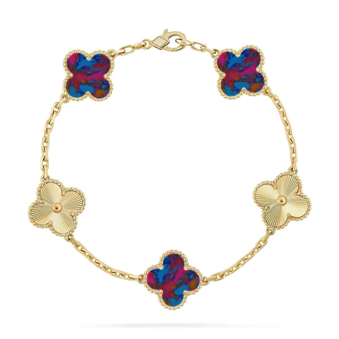 [Glow Jewelry]New CLOVER 5 MOTIF COLOR GEMSTONES BRACELET COLLECTION