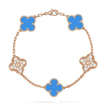 [Glow Jewelry] CLOVER 5 MOTIF BLUE AGATE BRACELET COLLECTION