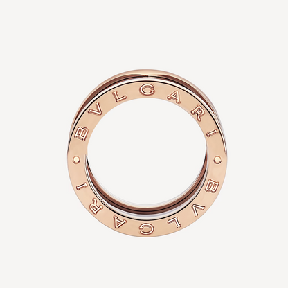 [Glow Jewelry]ZERO 1 FOUR-BAND LOOPS AND BLACK CERAMIC SPIRAL PINK GOLD RING