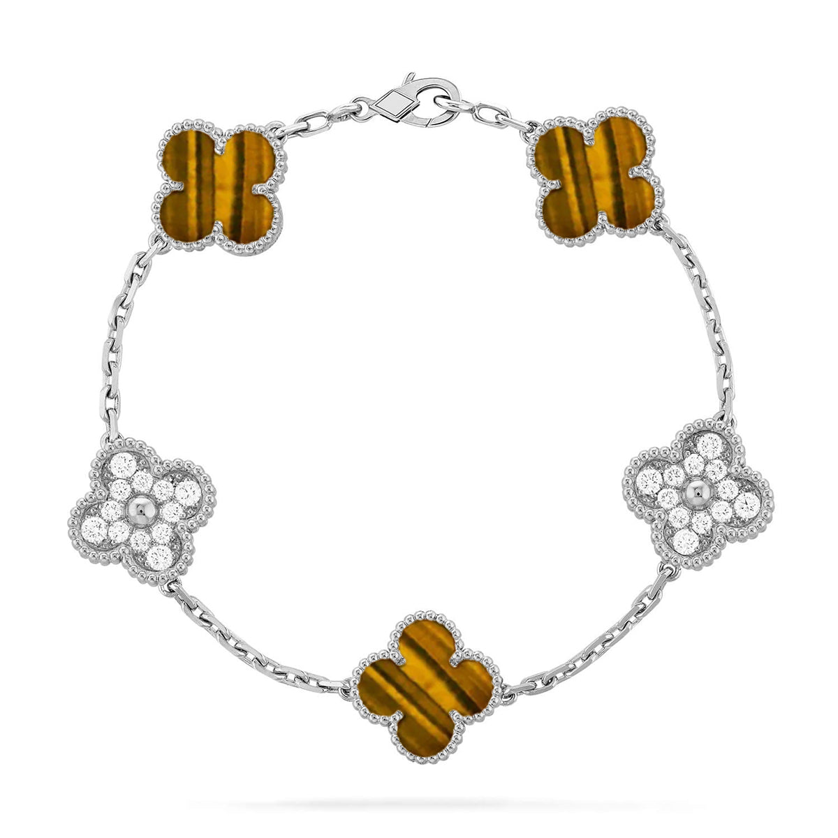 [Glow Jewelry]New  CLOVER 5 MOTIFS TIGER EYE BRACELET COLLECTION