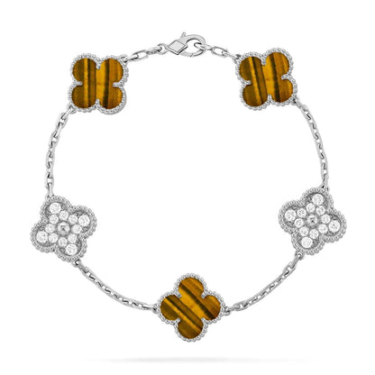 [Glow Jewelry] CLOVER 5 MOTIFS TIGER EYE BRACELET COLLECTION