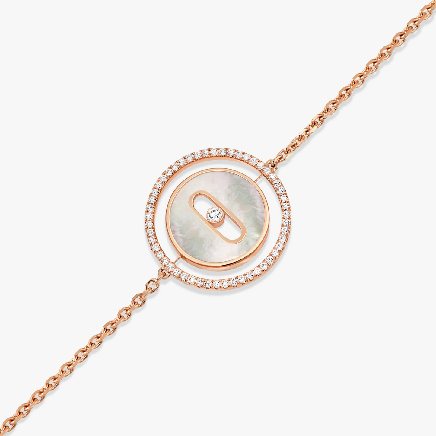 [Glow Jewelry]LUCKY MOVE WHITE MOTHER OF PEARL PINK GOLD DIAMOND BRACELET