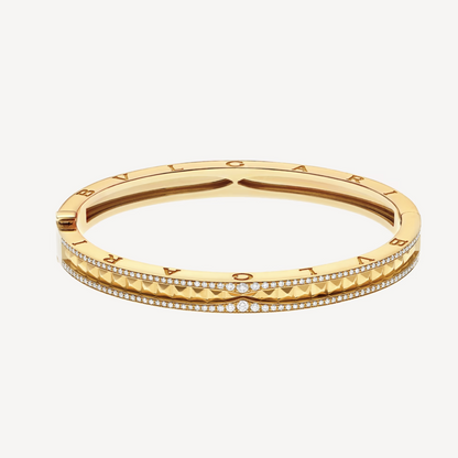 [Glow Jewelry]ZERO 1 SPIRAL AND PAVED DIAMOND GOLD BRACELET