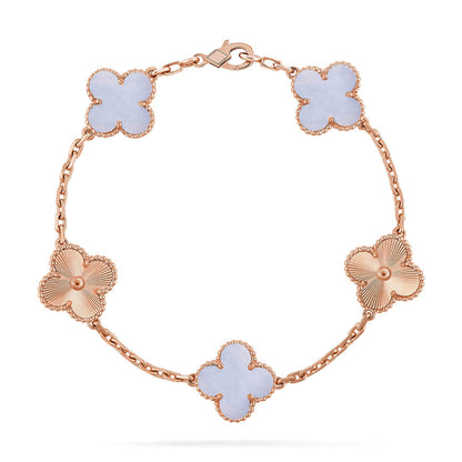 [Glow Jewelry]New  CLOVER 5 MOTIF PURPLE CHALCEDONY BRACELET COLLECTION