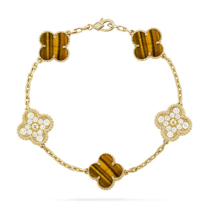 [Glow Jewelry] CLOVER 5 MOTIFS TIGER EYE BRACELET COLLECTION