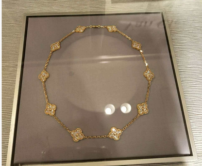 [Glow Jewelry Jewelry]CLOVER 10 MOTIFS  Gold Diamond  NECKLACE