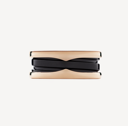 [Glow Jewelry]ZERO 1 TWO-BAND LOOPS AND BLACK CERAMIC PINK GOLD RING