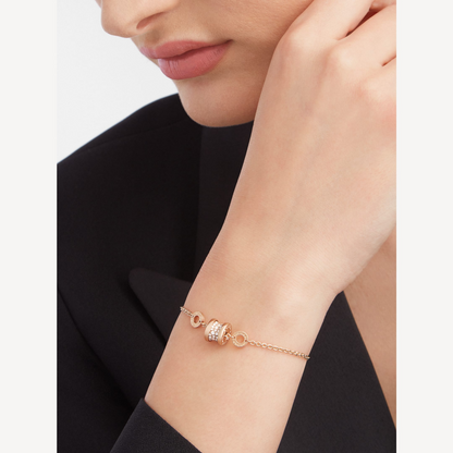 [Glow Jewelry]ZERO 1 SOFT PINK GOLD WITH PAVED DIAMONDS ON THE SPIRAL BRACELET